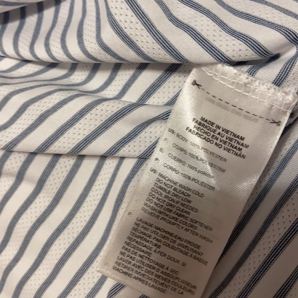 Adidas Blue & White Striped Polo - Picture 4 of 4